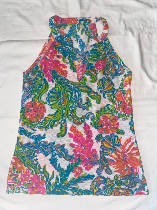 Lilly Pulitzer Tops - Lilly Pulitzer Multicolor Floral Halter Tank - White Base